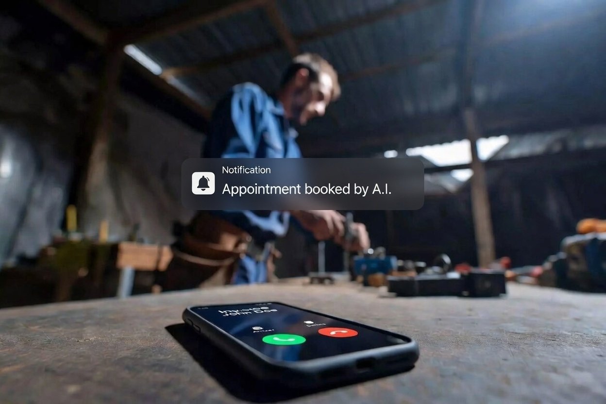 Electrician focused on work while AI handles booking